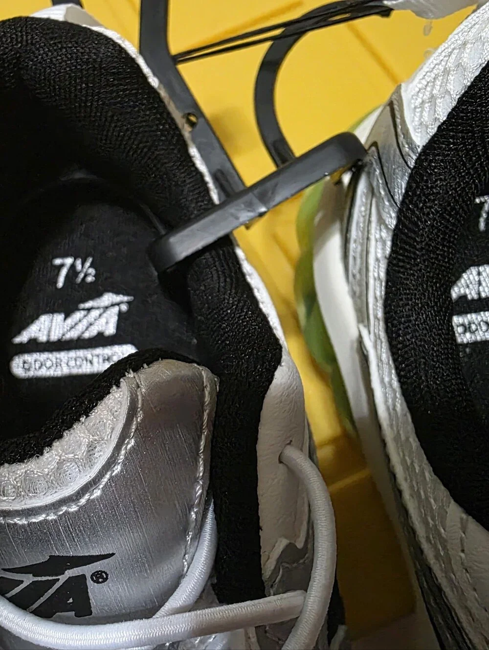 Avia White and Black Athletic Sneakers with Blue Accents